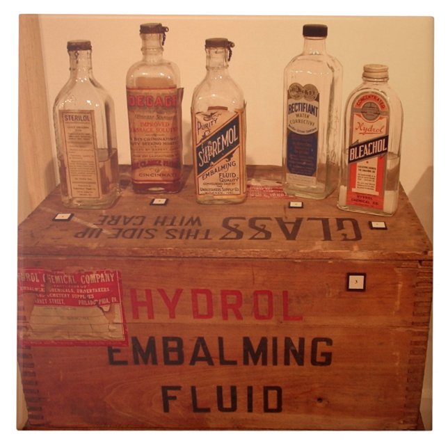 Vintage Embalming Fluid Photo Ceramic Tile (Front)