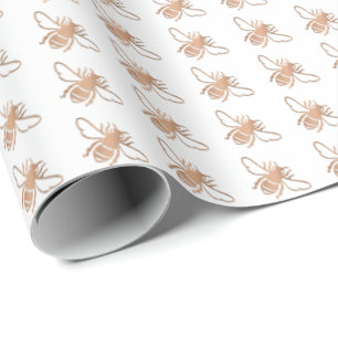 Vintage Embossed 3D Copper Honeybee Garden Pattern Wrapping Paper