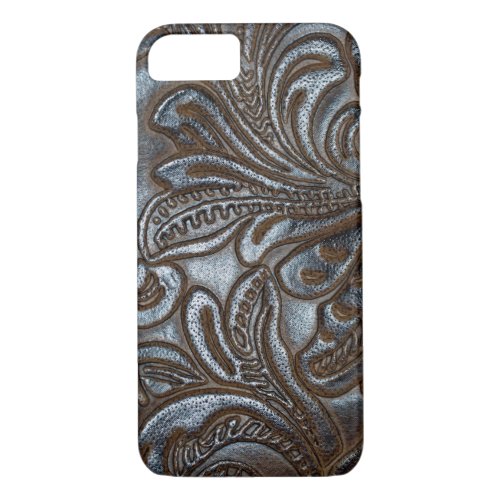 Vintage Embossed Brown Leather iPhone 87 Case