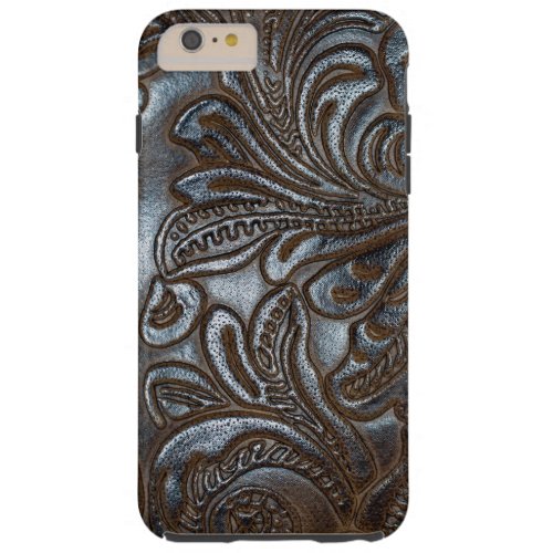 Vintage Embossed Brown Leather Tough iPhone 6 Plus Case