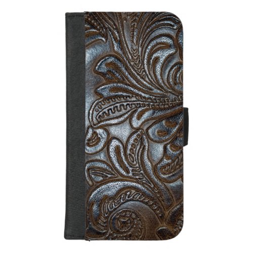 Vintage Embossed Brown Leather iPhone 87 Plus Wallet Case