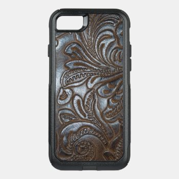 Vintage Embossed Brown Leather Otterbox Commuter Iphone Se/8/7 Case by pjwuebker at Zazzle