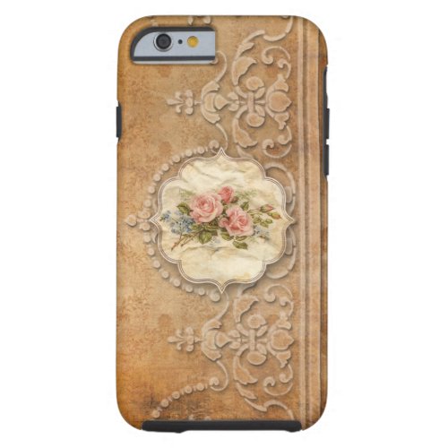Vintage Embossed Gold Scrollwork and Roses Tough iPhone 6 Case