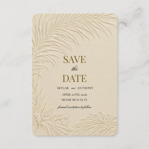 Vintage Embossed Palm Tropical Save the Date