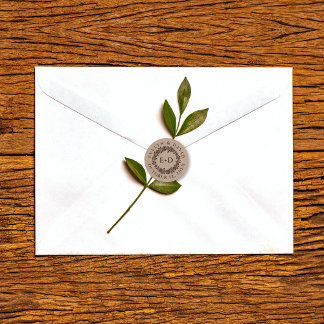 Vintage embossed rose wreath, kraft paper wedding classic round sticker