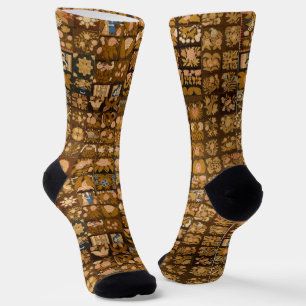 Vintage Embroidered Floral Quilt with Animals Socks