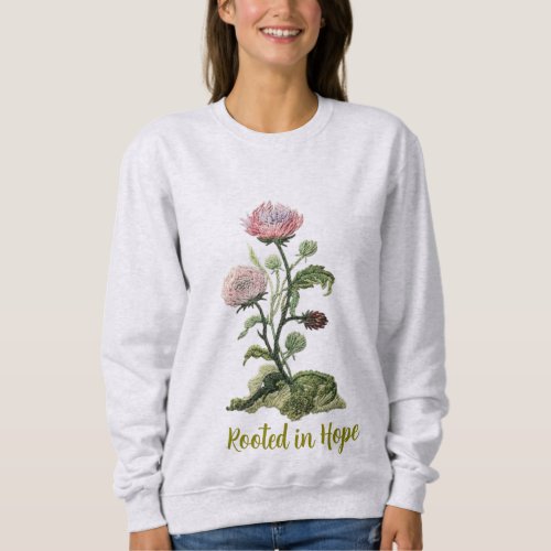 Vintage Embroidered Wildflower Design Sweatshirt