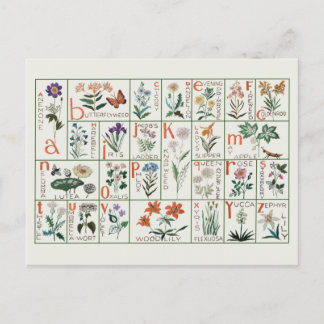 Vintage embroidery alphabet sampler | Wildflowers Postcard