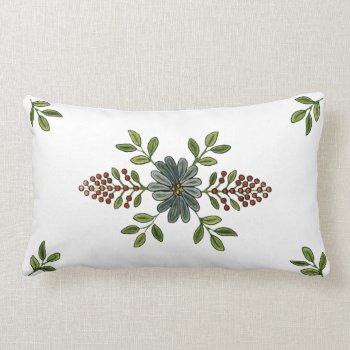 Vintage Embroidery Design Lumbar Pillow by EnKore at Zazzle