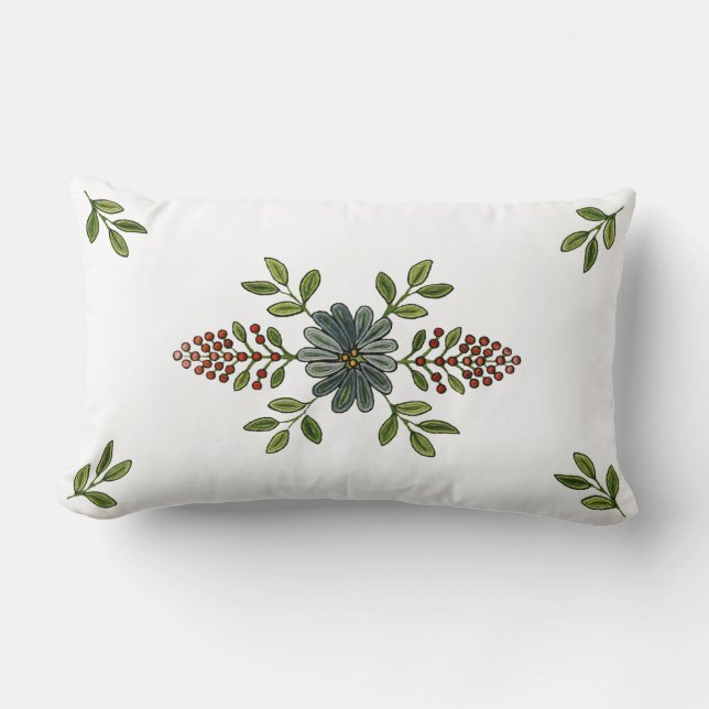 Vintage Embroidery Design Lumbar Pillow (Front)