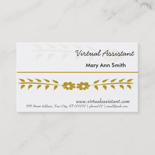 Vintage Embroidery Floral Motif Virtual Assistant Business Card