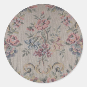 Vintage Embroidery Needlepoint Rose Tapestry Classic Round Sticker