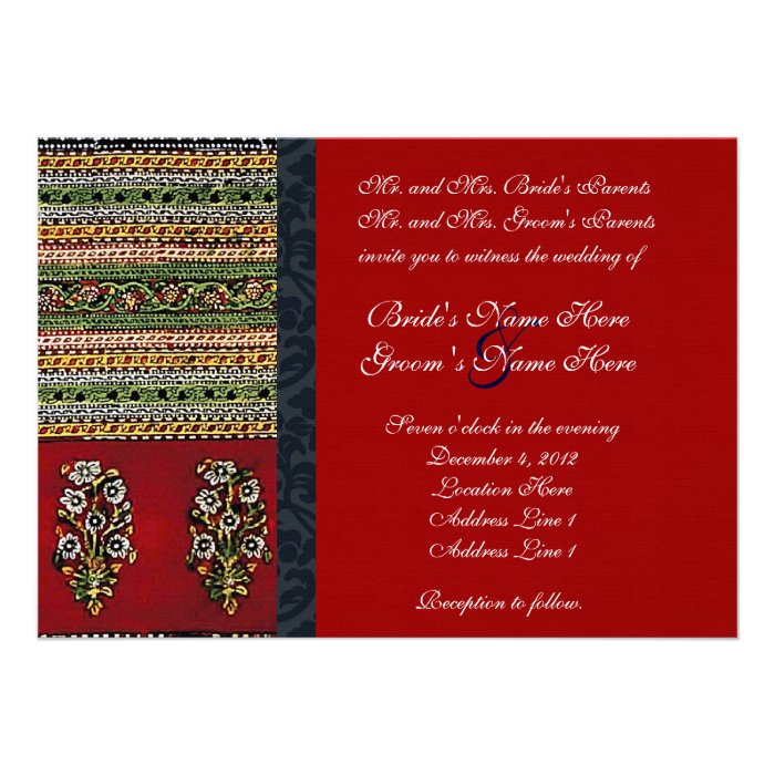 Vintage Embroidery Red Wedding Invitation