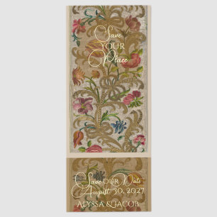 Vintage Embroidery Save the Date Bookmark Ticket