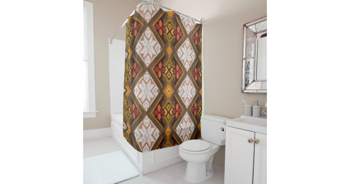 Vintage embroidery shower curtain | Zazzle