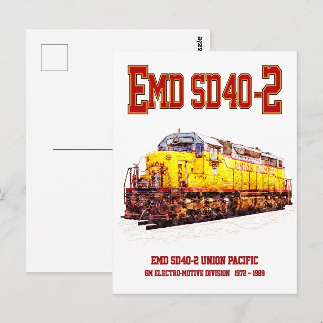 Vintage EMD SD40-2 Diesel Locomotive. Postcard (Front/Back)