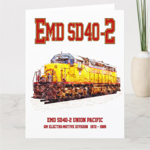 Vintage EMD SD40-2 Diesel Locomotive. Thank You Card