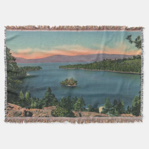 Vintage Emerald Bay Lake Tahoe Throw Blanket