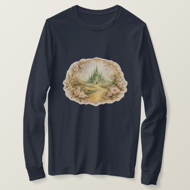 Vintage Emerald Castle Long Sleeve T-Shirt (Design Front)