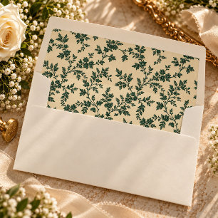 Vintage Emerald Chintz Toile Botanical Envelope Liner
