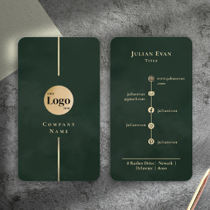 Vintage Emerald Dark Green Gold Luxe Company Logo Business Card