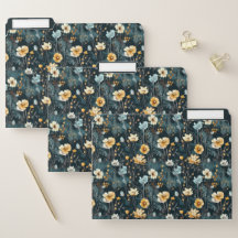 Vintage Emerald Floral File Folders