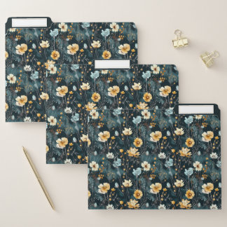 Vintage Emerald Floral File Folders