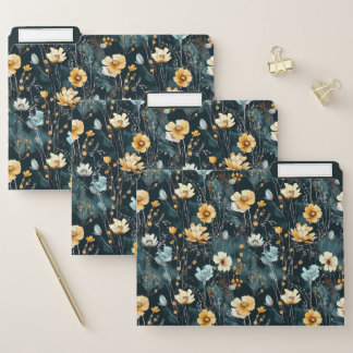Vintage Emerald Floral File Folders