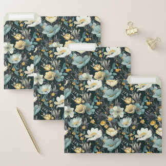 Vintage Emerald Floral File Folders