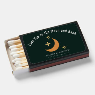Vintage Emerald Green Copper Moon Star Wedding Matchboxes