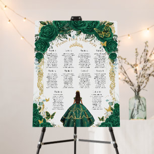 Vintage Emerald Green Floral Quinceañera Seating Foam Board