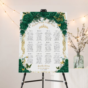 Vintage Emerald Green Floral Quinceañera Seating Foam Board