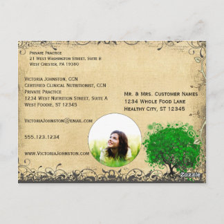 Vintage Emerald Green Heart Leafed Tree Postcard