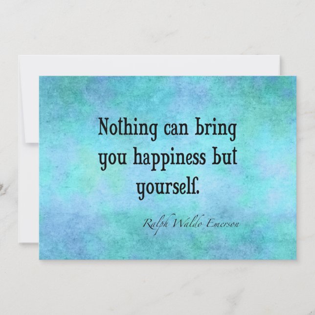 Vintage Emerson Happiness Inspirational Quote Blue (Front)