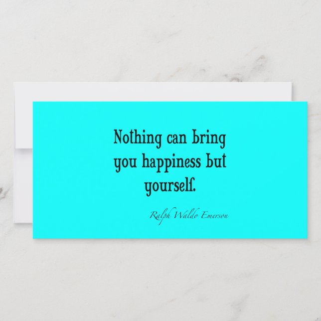 Vintage Emerson Happiness Quote Neon Blue Teal (Front)