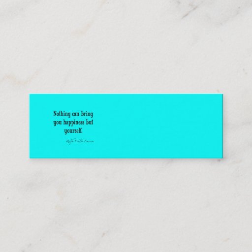 Customizable Vintage Emerson Happiness Quote Neon Blue Teal Business Card Template