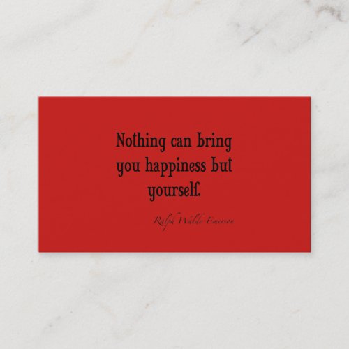 Vintage Emerson Happiness Quote Poppy Red Business Card Template