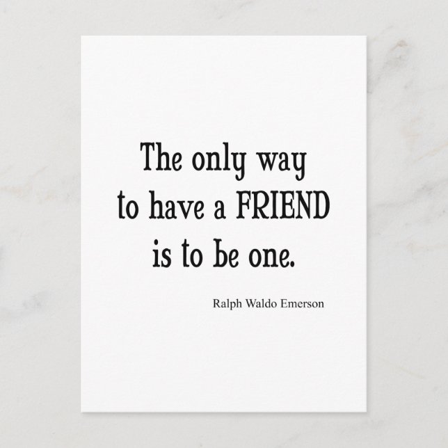 Vintage Emerson Inspirational Friendship Quote Postcard (Front)