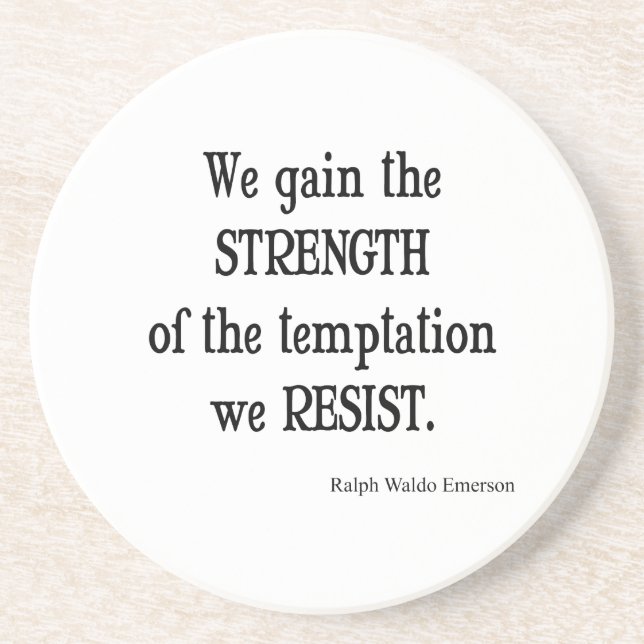 Vintage Emerson Inspirational Strength Quote Drink Coaster (Front)
