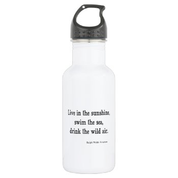 Vintage Emerson Live In Sunshine Quote Stainless Steel Water Bottle by Coolvintagequotes at Zazzle