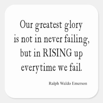 Vintage Emerson Overcoming Failure Quote Square Sticker by Coolvintagequotes at Zazzle