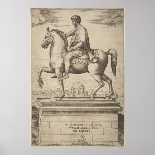 Vintage Emperor Marcus Aurelius Illustration Poster