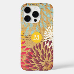 Vintage Emphera Modern Flower Monogram iPhone 16 Pro Case