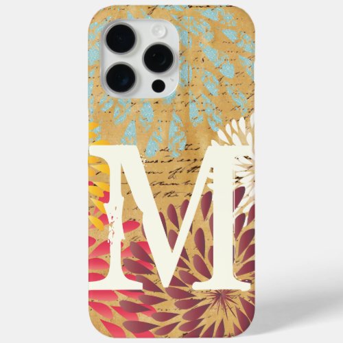 Vintage Emphera Modern Flower Monogram Galaxy iPhone 15 Pro Max Case