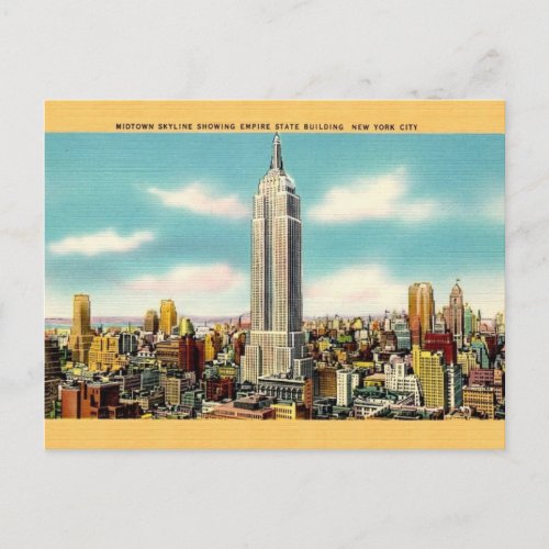 Vintage Empire State Building New York Postcard