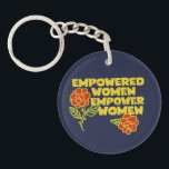 Vintage Empowered Women Empower Women Retro  Keychain<br><div class="desc">Vintage Empowered Women Empower Women Feminist Art Feminism Rose "empowered women empower women"</div>