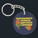 Vintage Empowered Women Empower Women Retro  Keychain<br><div class="desc">Vintage Empowered Women Empower Women Feminist Art Feminism Rose "empowered women empower women"</div>