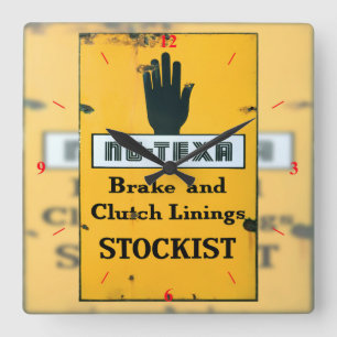 Vintage Enamel Sign. Square Wall Clock