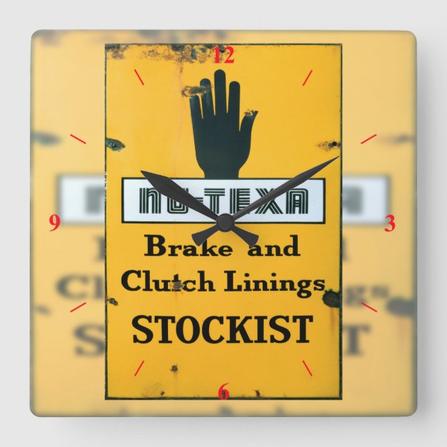 Vintage Enamel Sign. Square Wall Clock (Front)