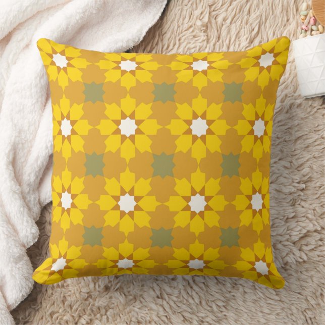 vintage encaustic yellow gold throw pillow (Blanket)